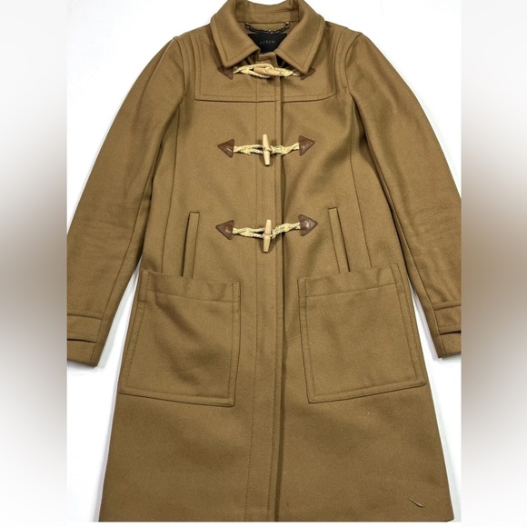 J. Crew Melton Wool Toggle Zip Beige Tan Coat - Sz 000 - Picture 5 of 15